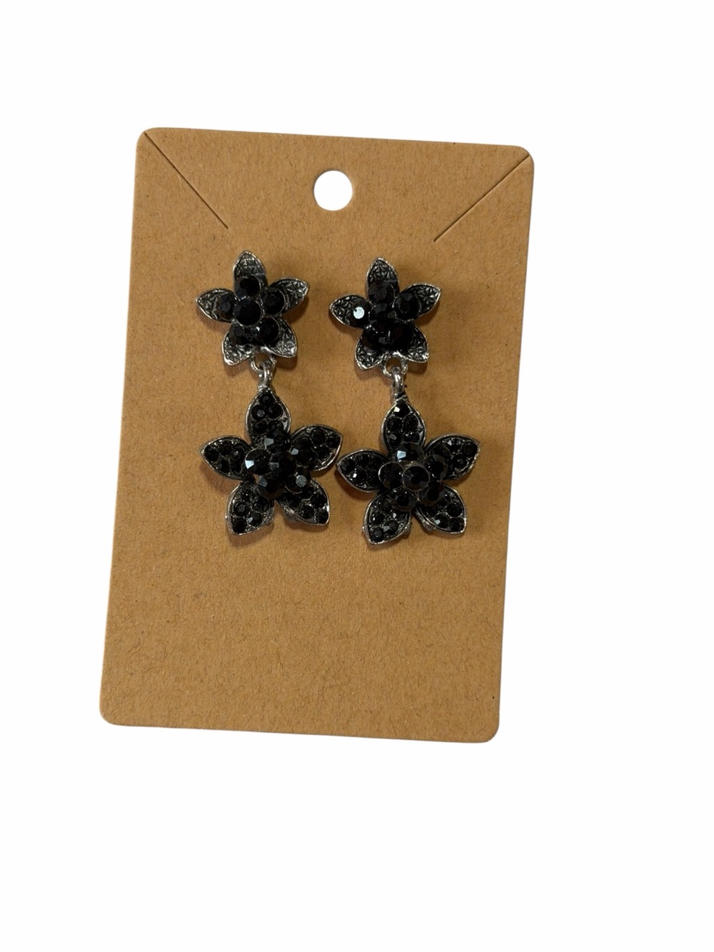 Black/Green Floral Drop Earrings - Women Jewelry